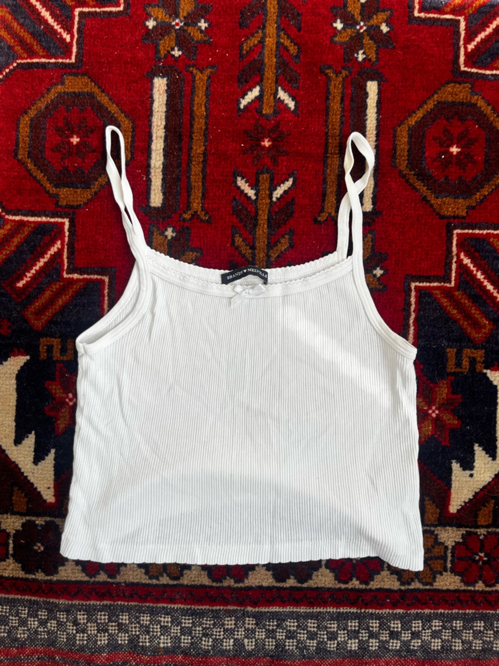Brandy Melville White Ribbed Cropped Camisole